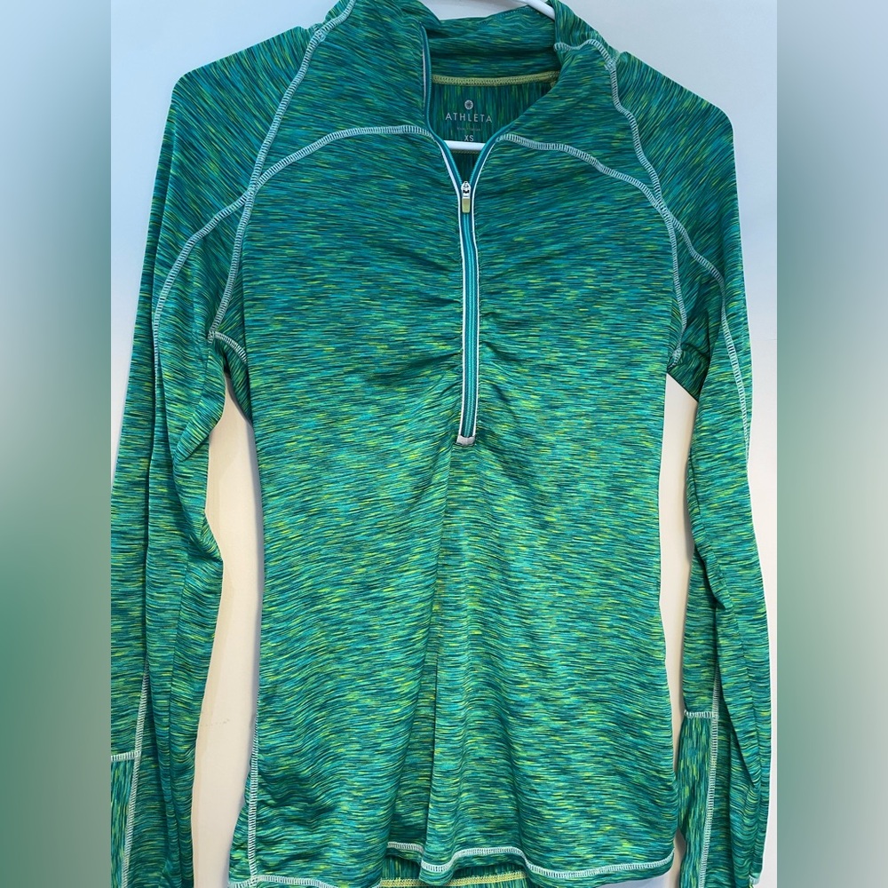 Athleta Green Quarter-Zip Pullover
